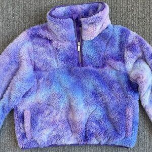 All in Motion Kids Fuzzy Purple and Blue Cropped Hoodie
